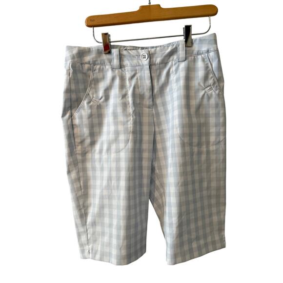 Nike Golf Tour Performance Shorts Blue Gray White Check 6 - Picture 1 of 6